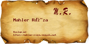 Mahler Róza névjegykártya
